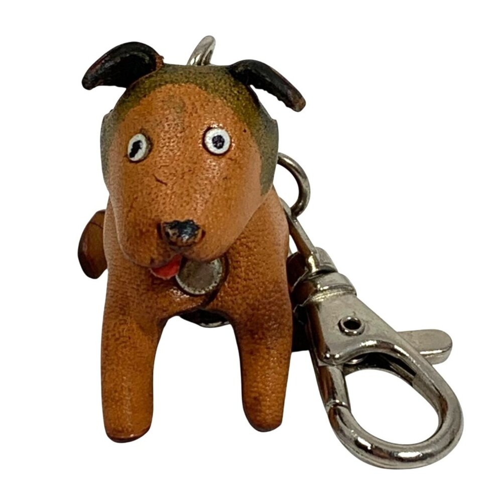 Handcrafted Leather Black Tan Labrador Rottweiler Dog Keychain Purse Charm